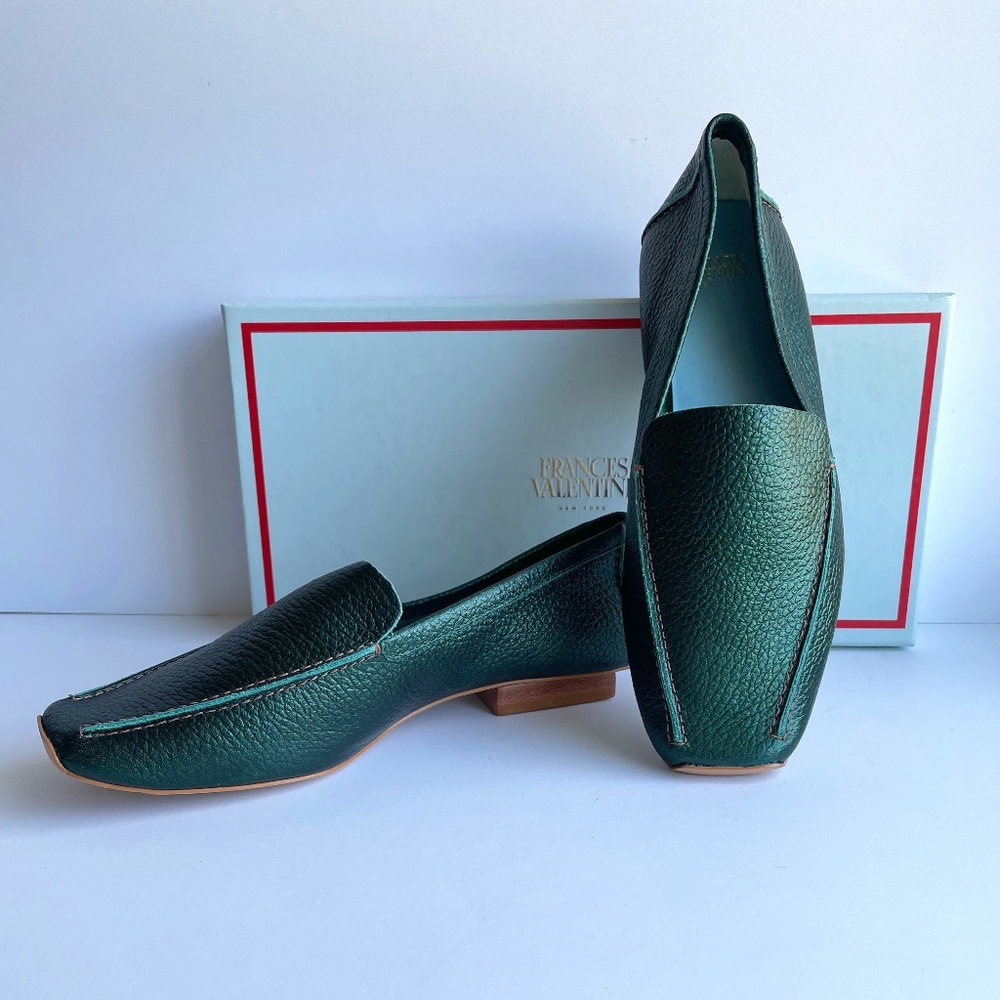Frances Valentine Green Leather Loafer